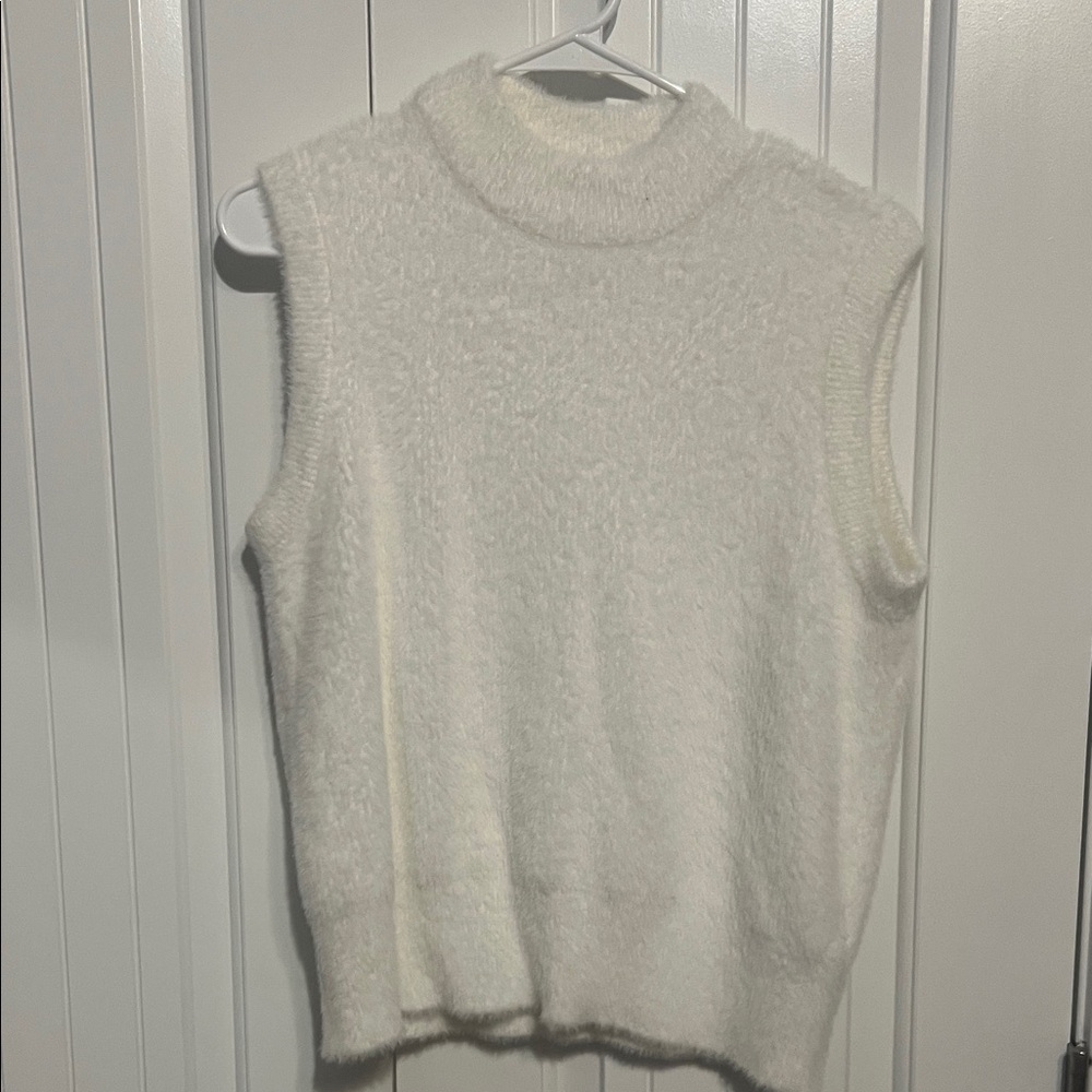 Rachel Zoe Cream Sleeveless Turtleneck Sweater